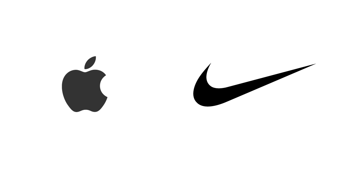 Zwart Apple-logo gecentreerd op een witte achtergrond.